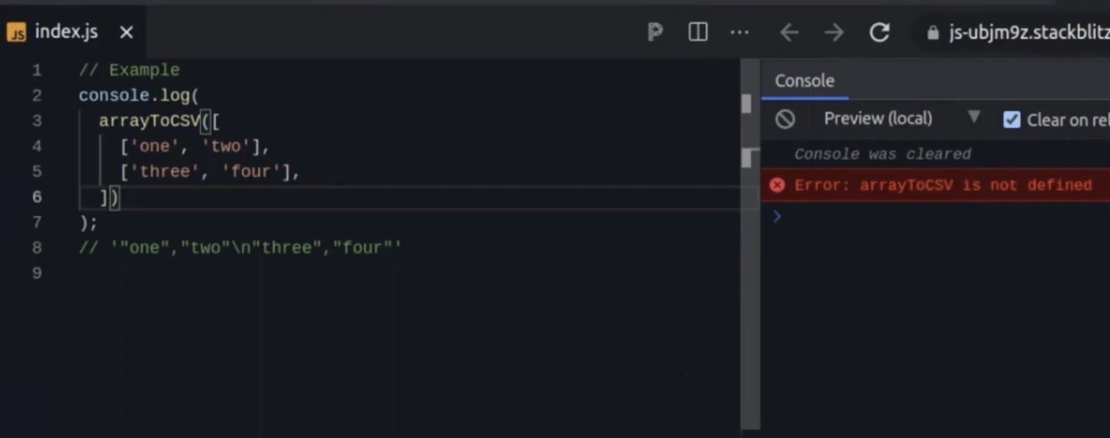 Array to CSV code