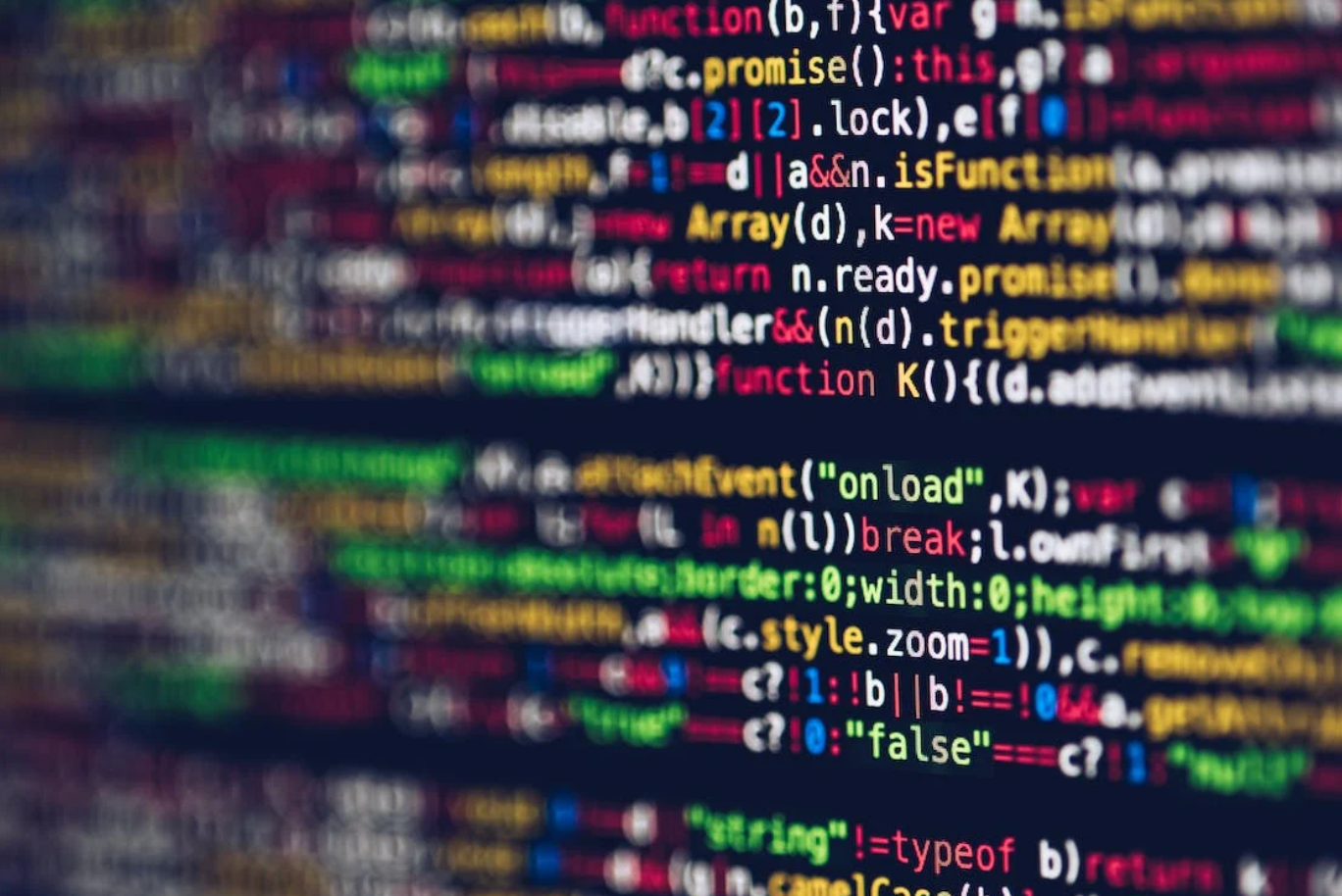 black screen with colorful coding
